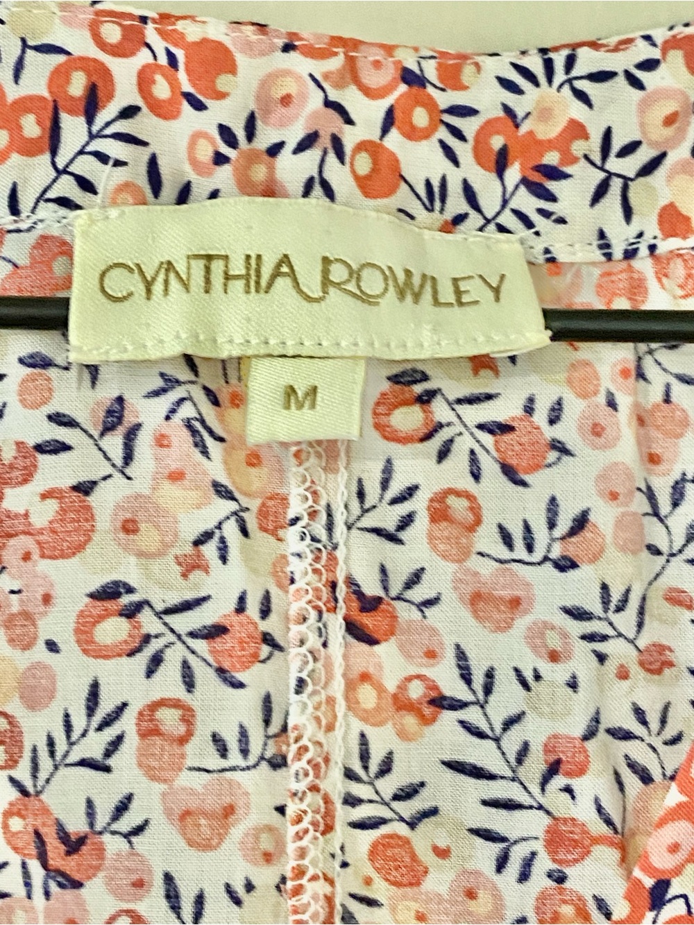 Cynthia Rowley Floral Tie Front Blouse Short Sleeve Top Medium Cottagecore - Picture 7 of 13